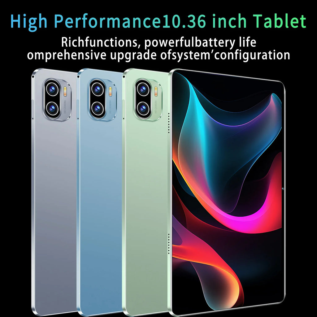 2025 5G tablette Android 13.0 tout neuf 10.36 pouces 16GB RAM 1TB ROM tablette 16MP 32MP 12000mAh 10 cœurs WIFI Bluetooth réseau tablette