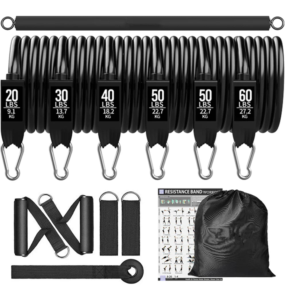 Barre d'entraînement, ensemble de bandes de résistance, Pilates, Yoga, corde de traction, extenseur d'entraînement, équipement de gymnastique pour la musculation à domicile