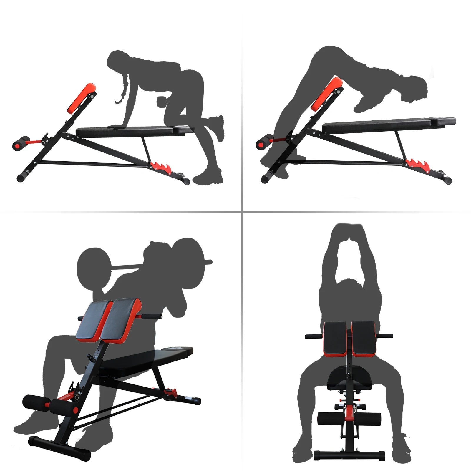 Banc d'haltères MCOM Ruby pliable, salle de bain, avec 4 niveaux de hauteur réglables, musculation pour l'entraînement
