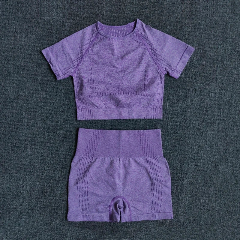 WAREBALL Vêtements de yoga, tenue et costume de sport et entrainement en gym et fitness, ensemble de 2, 3 ou 5 pièces pour femmes, haut court avec manches longues et leggings de haute taille