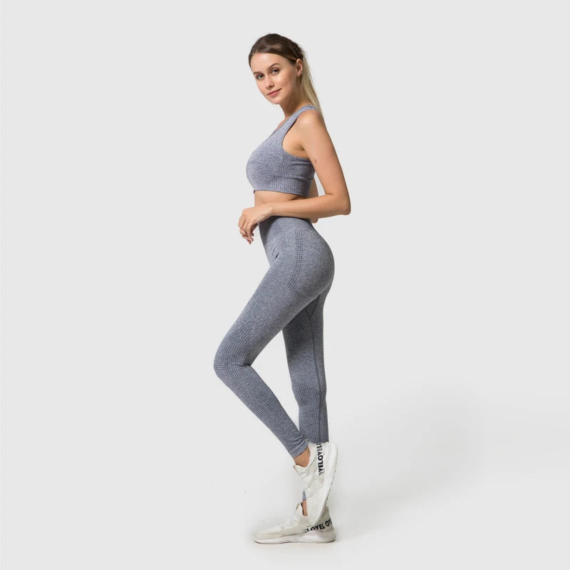 WAREBALL Vêtements de yoga, tenue et costume de sport et entrainement en gym et fitness, ensemble de 2, 3 ou 5 pièces pour femmes, haut court avec manches longues et leggings de haute taille