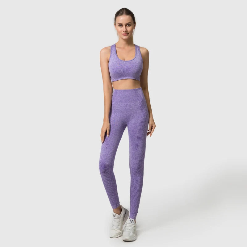 WAREBALL Vêtements de yoga, tenue et costume de sport et entrainement en gym et fitness, ensemble de 2, 3 ou 5 pièces pour femmes, haut court avec manches longues et leggings de haute taille