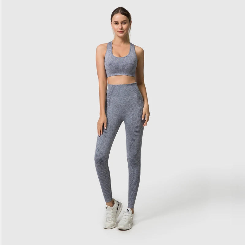 WAREBALL Vêtements de yoga, tenue et costume de sport et entrainement en gym et fitness, ensemble de 2, 3 ou 5 pièces pour femmes, haut court avec manches longues et leggings de haute taille