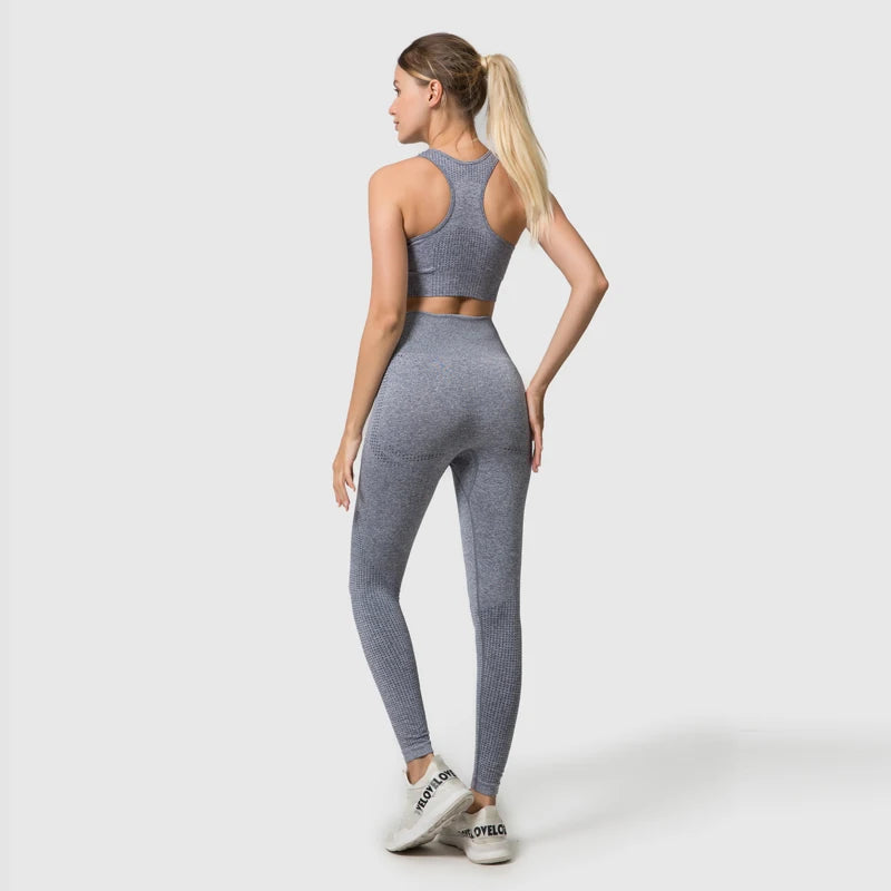 WAREBALL Vêtements de yoga, tenue et costume de sport et entrainement en gym et fitness, ensemble de 2, 3 ou 5 pièces pour femmes, haut court avec manches longues et leggings de haute taille