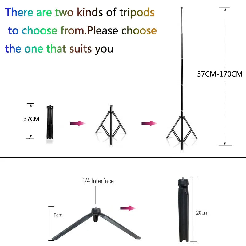 26 33CM lumières vidéo lumière variable Selfie LED anneau lumineux USB anneau lampe d'éclairage avec trépied pour faire Youtube Ringlight