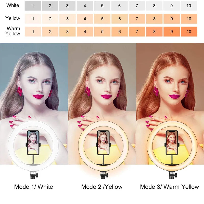 26 33CM lumières vidéo lumière variable Selfie LED anneau lumineux USB anneau lampe d'éclairage avec trépied pour faire Youtube Ringlight
