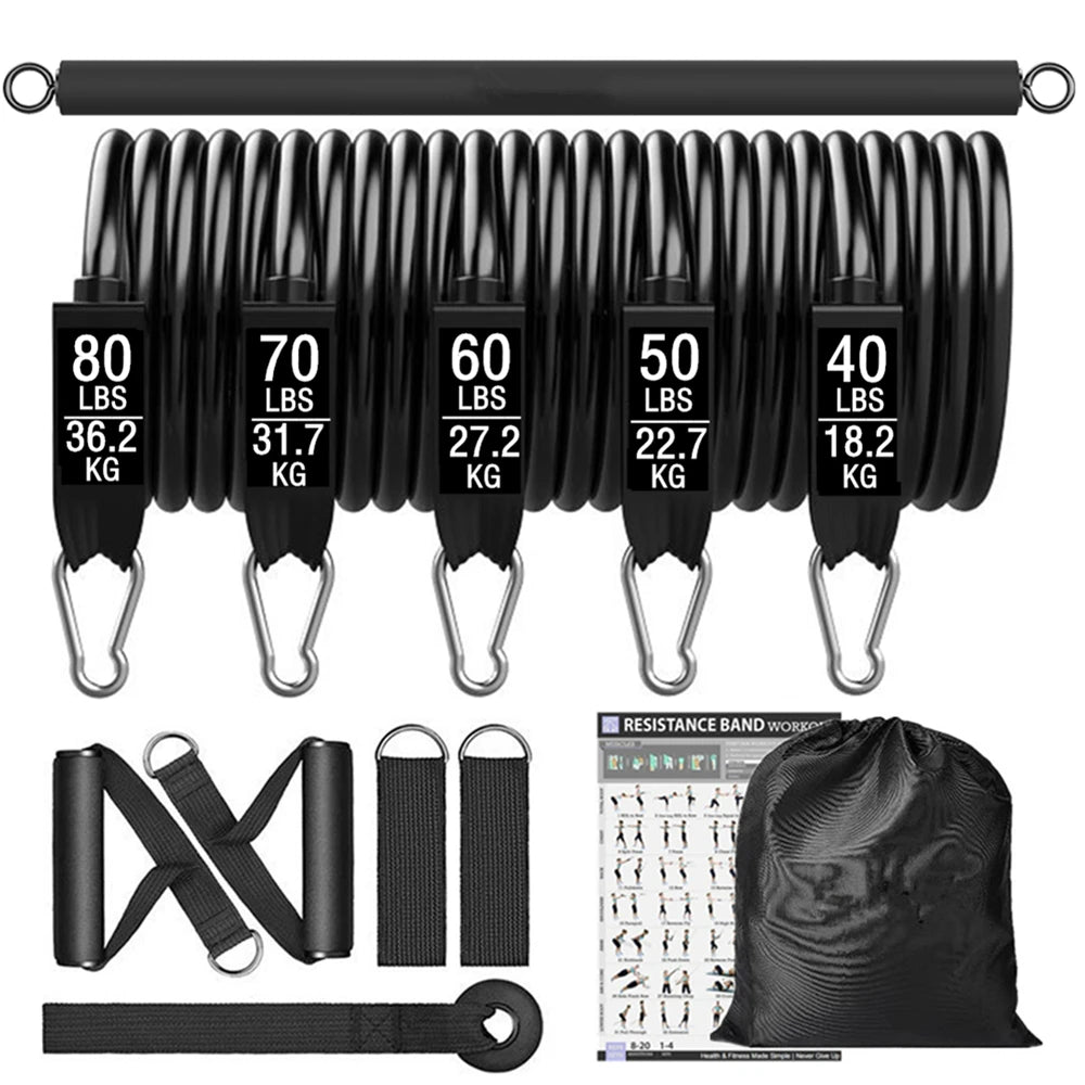 Barre d'entraînement, ensemble de bandes de résistance, Pilates, Yoga, corde de traction, extenseur d'entraînement, équipement de gymnastique pour la musculation à domicile