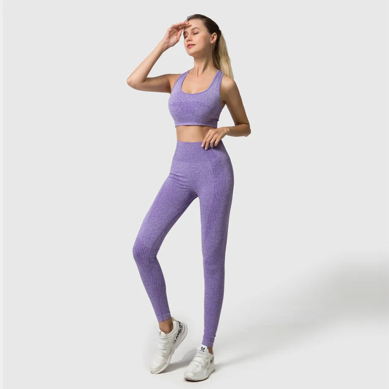 WAREBALL Vêtements de yoga, tenue et costume de sport et entrainement en gym et fitness, ensemble de 2, 3 ou 5 pièces pour femmes, haut court avec manches longues et leggings de haute taille