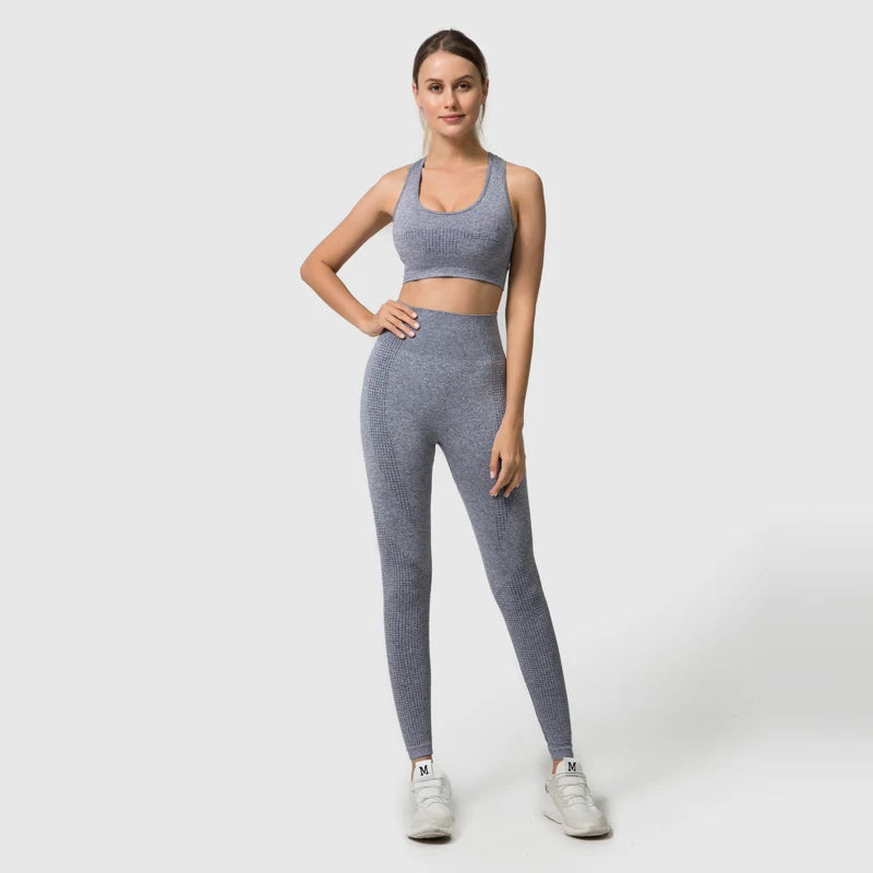 WAREBALL Vêtements de yoga, tenue et costume de sport et entrainement en gym et fitness, ensemble de 2, 3 ou 5 pièces pour femmes, haut court avec manches longues et leggings de haute taille