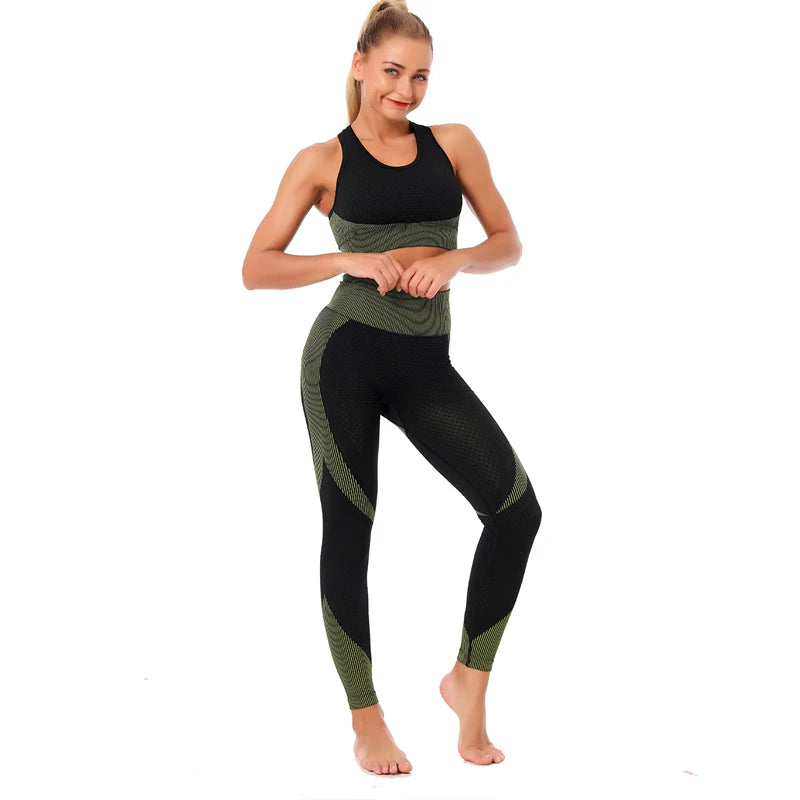 Leggings de yoga imbibés sans couture pour femmes, pantalons de yoga, vêtements avec fermeture éclair, haut court à manches longues, vêtements de fitness, ensemble de gymnastique sportive, 2 pièces, 3 pièces