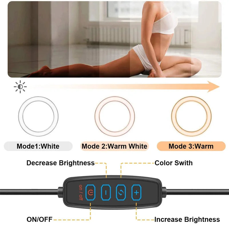 26 33CM lumières vidéo lumière variable Selfie LED anneau lumineux USB anneau lampe d'éclairage avec trépied pour faire Youtube Ringlight