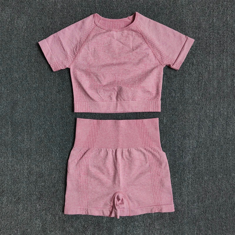 WAREBALL Vêtements de yoga, tenue et costume de sport et entrainement en gym et fitness, ensemble de 2, 3 ou 5 pièces pour femmes, haut court avec manches longues et leggings de haute taille