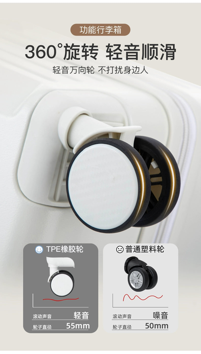 Bagage multifonctionnel pour femmes, valise d'embarquement 20 en voyage, mot de passe, boîte en cuir, roues silencieuses épaisses, nouvelle collection 2025