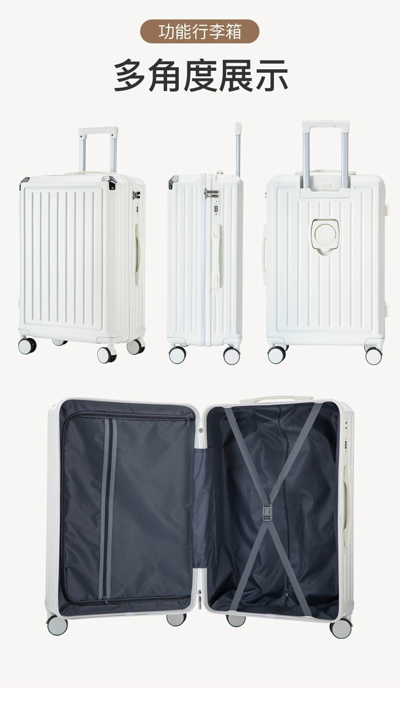 Bagage multifonctionnel pour femmes, valise d'embarquement 20 en voyage, mot de passe, boîte en cuir, roues silencieuses épaisses, nouvelle collection 2025