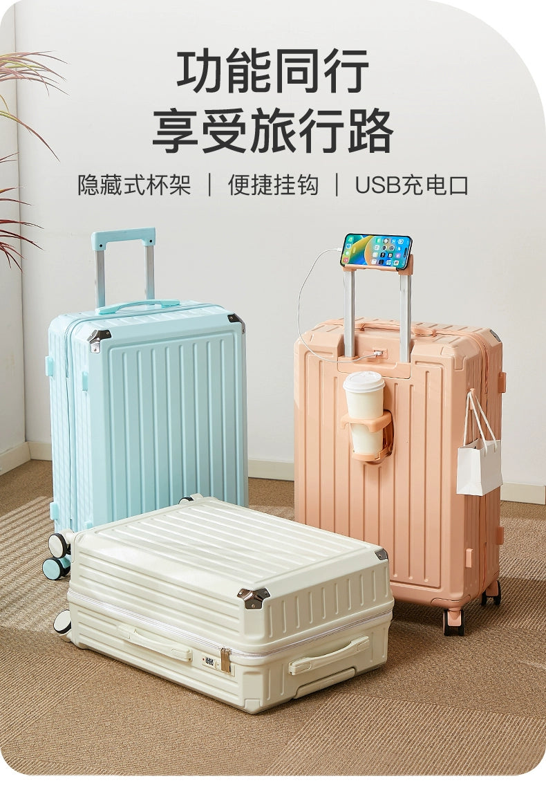 Bagage multifonctionnel pour femmes, valise d'embarquement 20 en voyage, mot de passe, boîte en cuir, roues silencieuses épaisses, nouvelle collection 2025