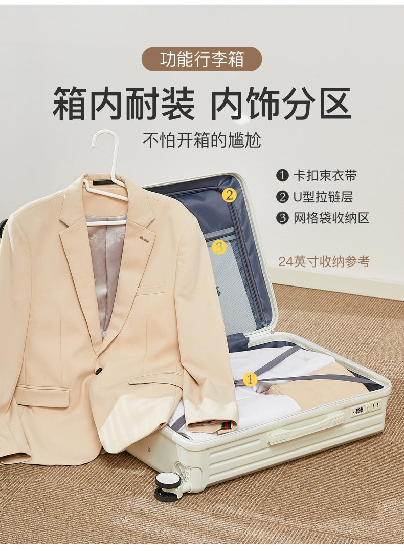 Bagage multifonctionnel pour femmes, valise d'embarquement 20 en voyage, mot de passe, boîte en cuir, roues silencieuses épaisses, nouvelle collection 2025