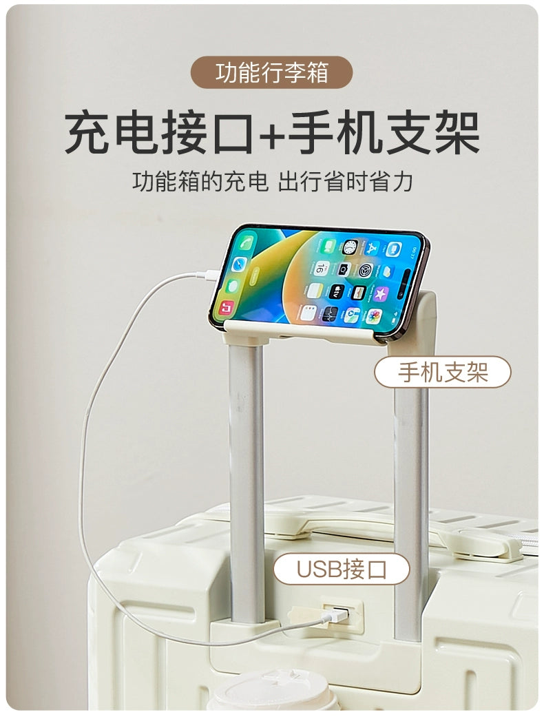 Bagage multifonctionnel pour femmes, valise d'embarquement 20 en voyage, mot de passe, boîte en cuir, roues silencieuses épaisses, nouvelle collection 2025