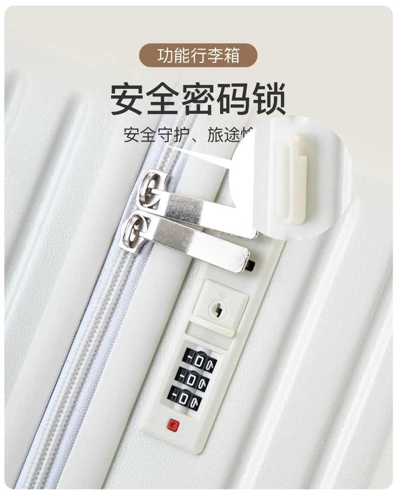 Bagage multifonctionnel pour femmes, valise d'embarquement 20 en voyage, mot de passe, boîte en cuir, roues silencieuses épaisses, nouvelle collection 2025