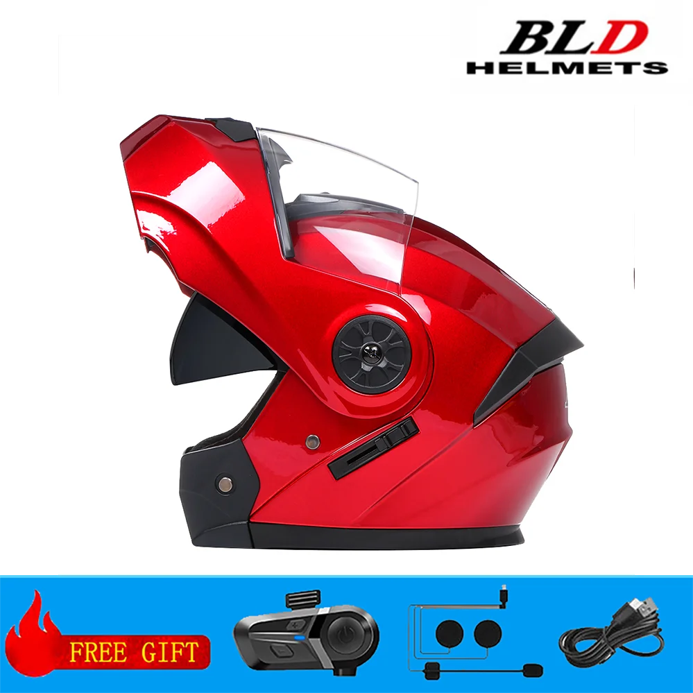 BLD Casque modulaire de moto rabattable Design intégral double visière antibuée léger durable matériau ABS Moto Racing Street