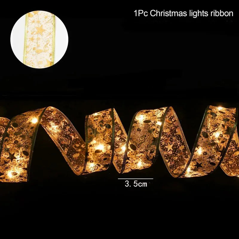 1-10m 2024 ruban de noël fée chaîne lumineuse joyeux noël décorations pour la maison vacances de noël Navidad cadeaux nouvel an 2025