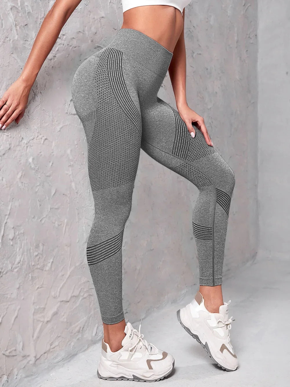 Leggings élastiques taille haute pour femmes, collants tricotés solides, sans couture, levage des fesses, Fitness, Yoga, mode, Leggings de sport