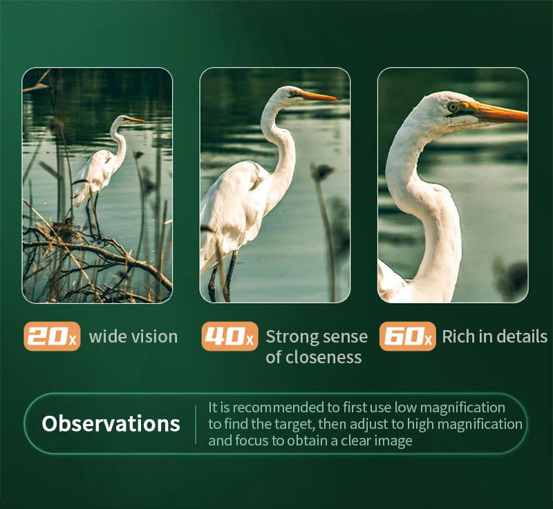 25-75x60 HD longue-vue puissant monoculaire Zoom télescope prisme étanche pour l'observation des oiseaux cible tir Camping