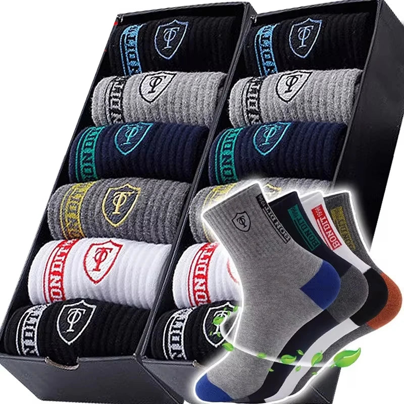 10 paires de chaussettes de basket-ball respirantes pour hommes, pour le printemps et l'automne, Absorption de la sueur, déodorantes, bas de sport