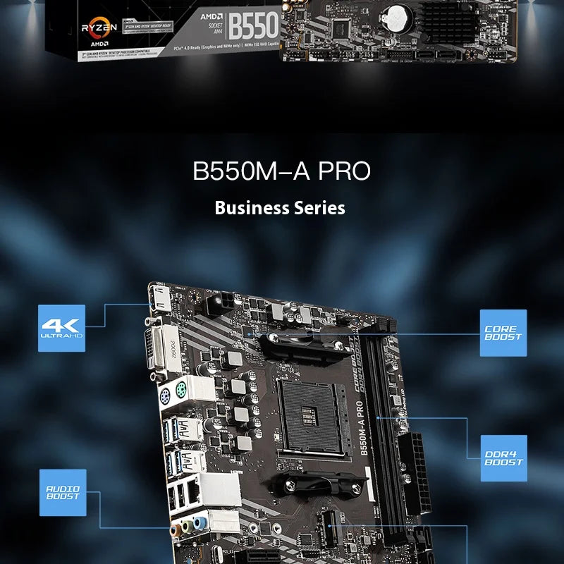 64GB PCI-E 4.0 1x PCI-E 4.0/3.0x16 emplacement USB3.2 bricolage ordinateur de jeu carte mère MSI B550M-A PRO AMD B550 AM4 DDR4-4600MHz (OC)
