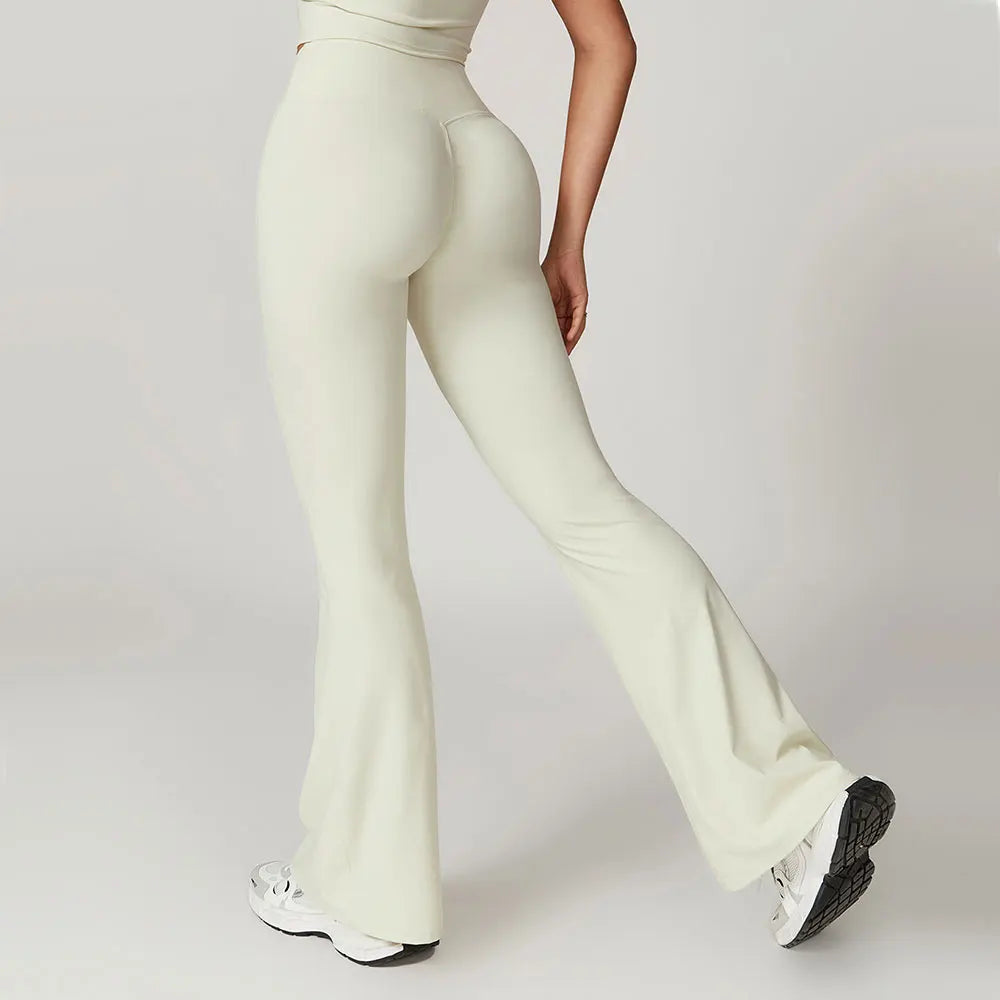 Pantalon évasé taille haute pour femme, leggings de yoga, leggings de fitness respirants, collants assiste, pantalons de sport, gym, course à pied, danse