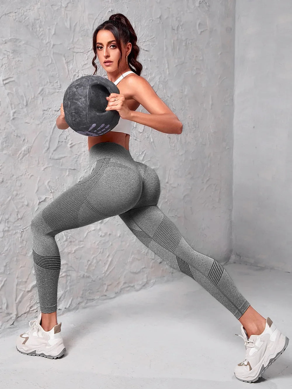 Leggings élastiques taille haute pour femmes, collants tricotés solides, sans couture, levage des fesses, Fitness, Yoga, mode, Leggings de sport