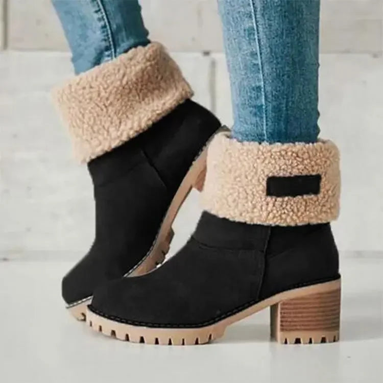 Bottes de neige doublées en polaire mi-mollet pour femmes, taille 43, Style Wish, bottes en coton confortables améliorées en caoutchouc pour l'automne et l'hiver