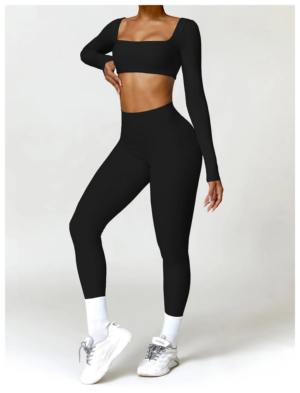 Costume de Yoga 2 pièces vêtements de Sport ensemble de Sport femmes survêtements vêtements de Sport soutien-gorge de Sport Fitness haut à manches longues entraînement Legging ensemble de Yoga