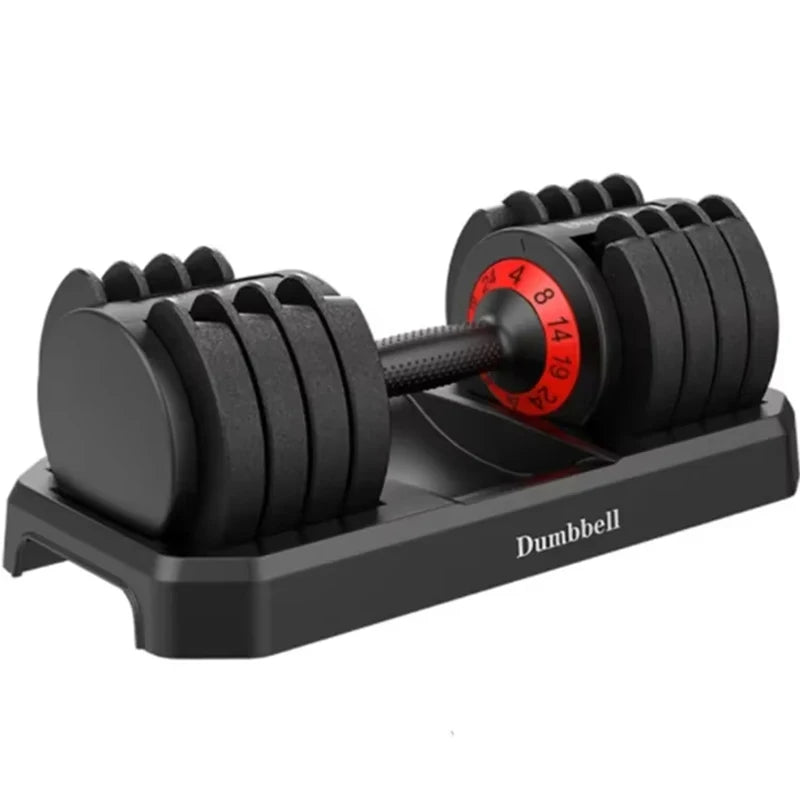 VEVOR Haltère réglable en acier 24/40KG 52.5/90LBS Fitness pour salle de sport à domicile, entraînement des bras et des muscles avec système QuickLock (rouge/noir)