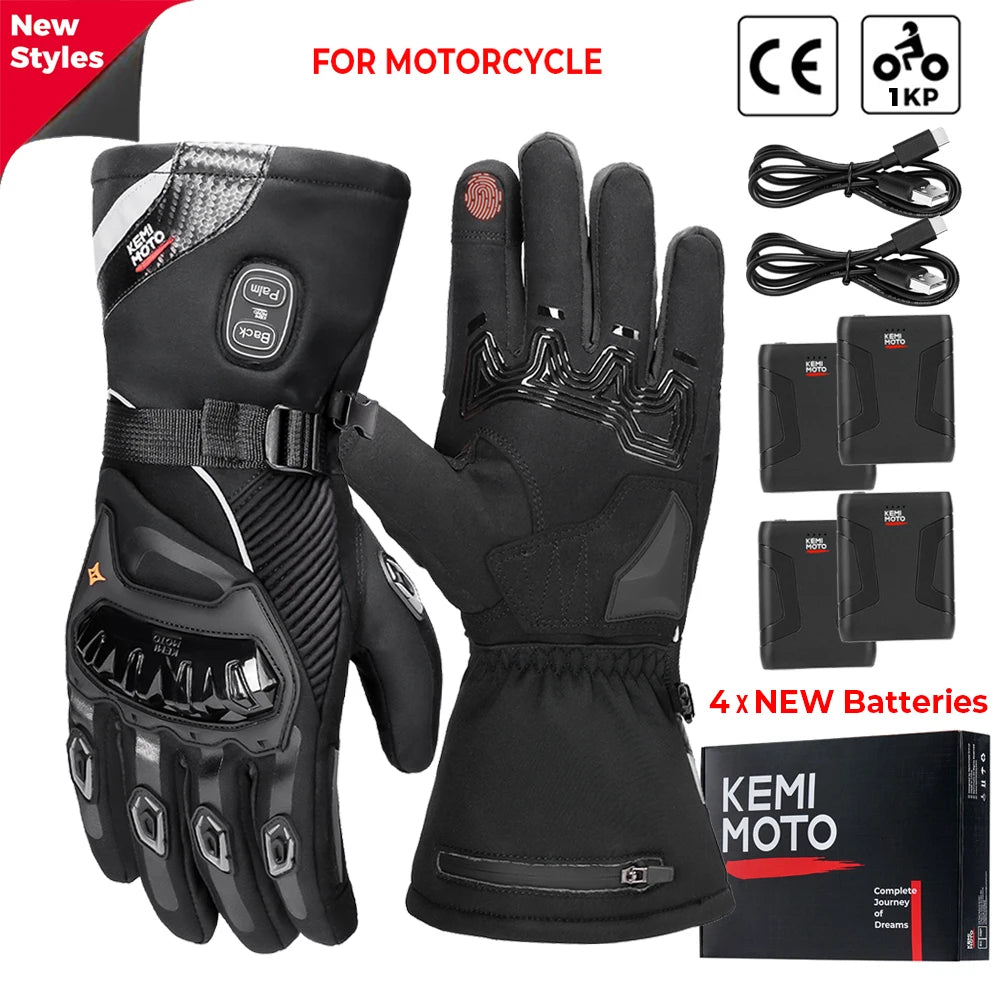 KEMIMOTO ski gants chauffants hiver gants chauffants pour motoneige chaud imperméable Rechargeable chauffage thermique Moto gants