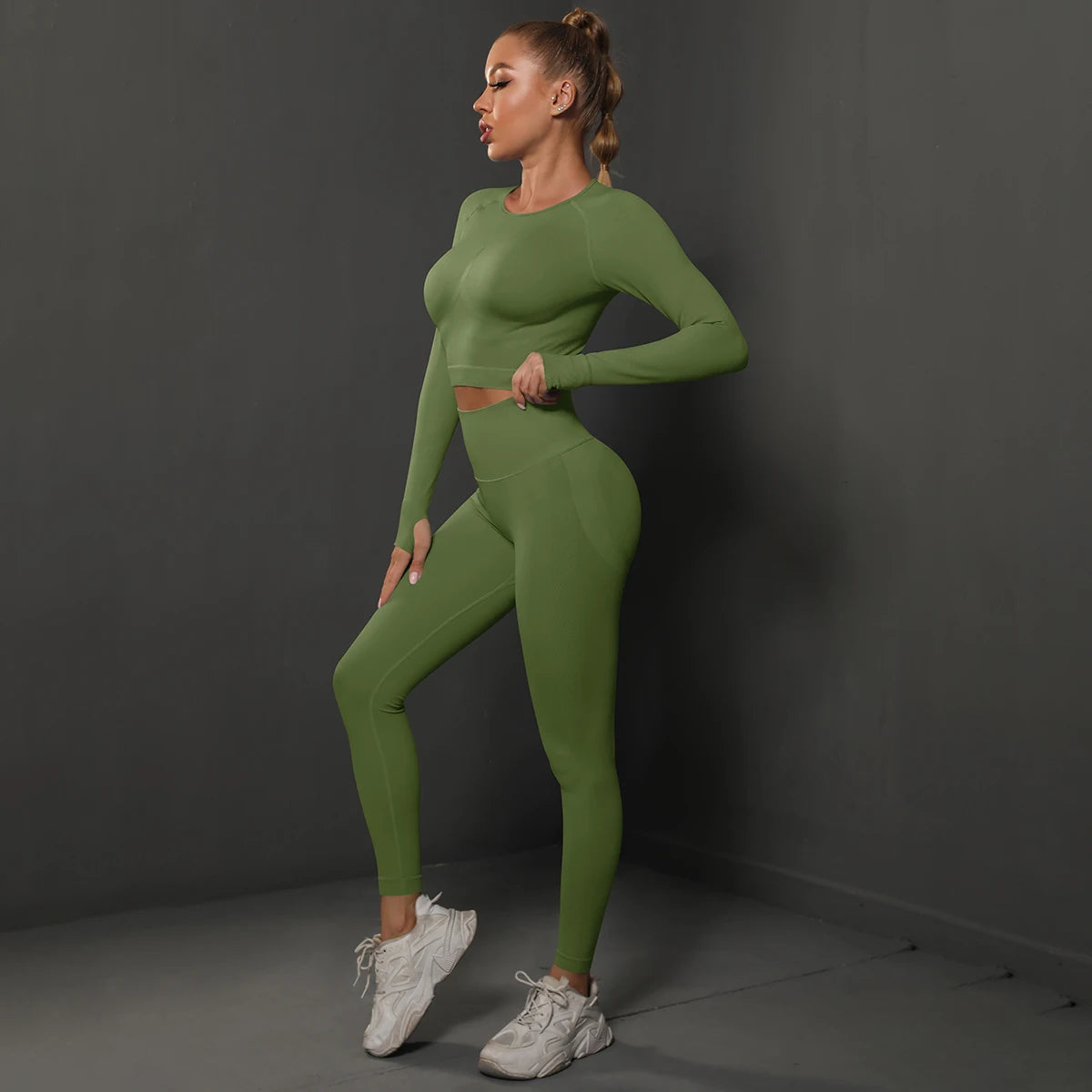 Ensemble de Yoga sans couture, haut court, Leggings taille haute, costumes pour femmes, vêtements d'entraînement de haute qualité, Fitness, ensemble deux pièces pour femmes
