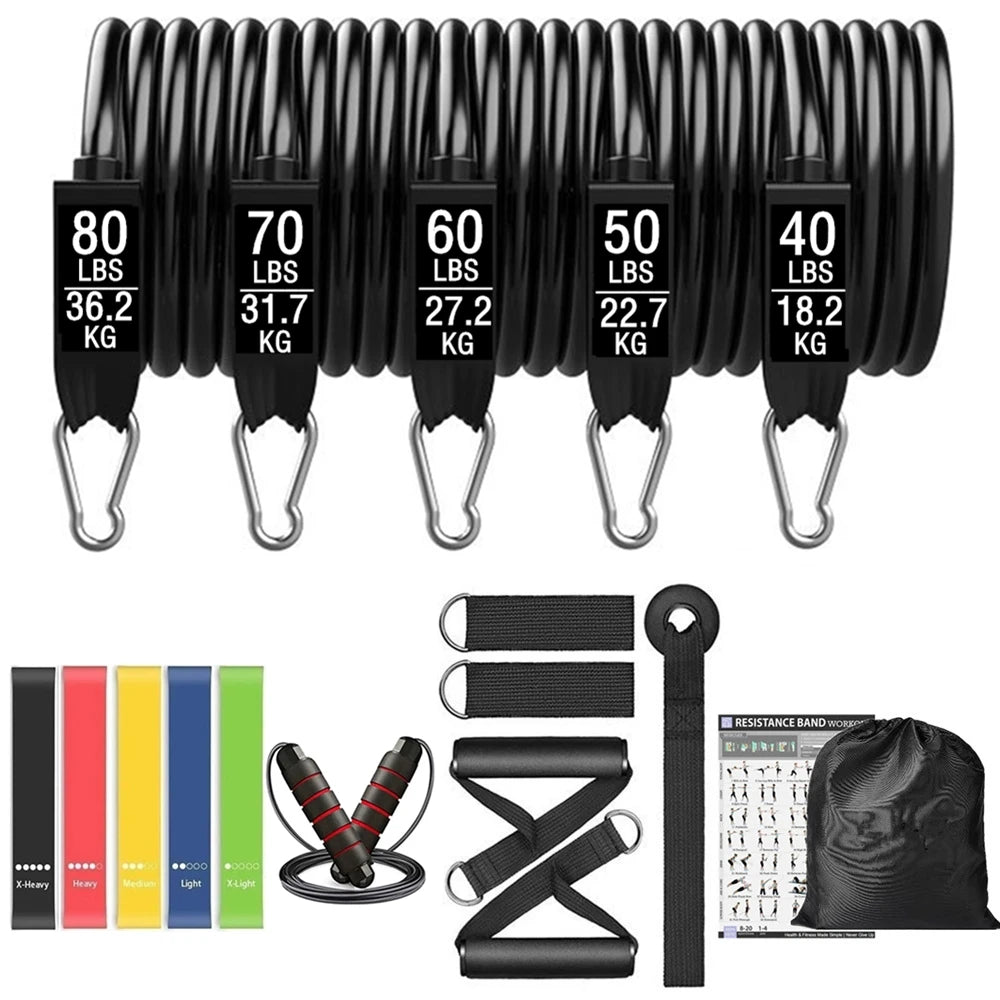 Barre d'entraînement, ensemble de bandes de résistance, Pilates, Yoga, corde de traction, extenseur d'entraînement, équipement de gymnastique pour la musculation à domicile