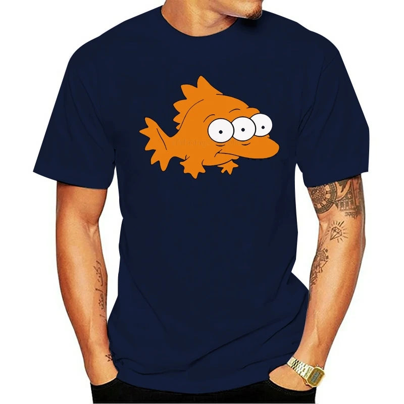 Bande dessinée Blinky T-Shirt Nerd parodie trois yeux monstre poisson t-shirts hommes Camiseta Hombre drôle Alien poisson chemise variante poisson T-Shirt