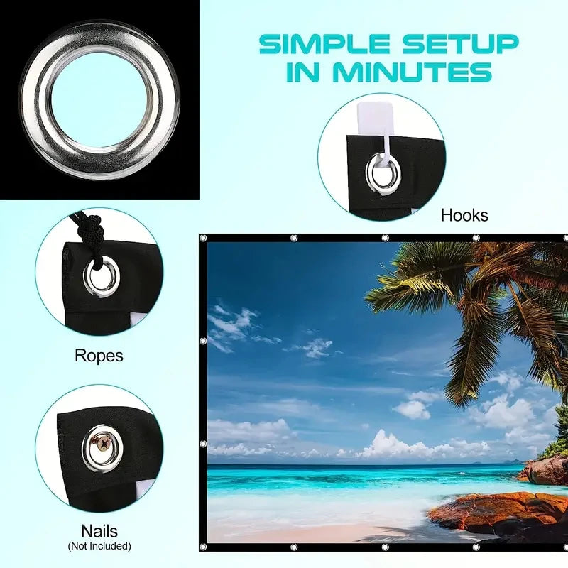 72 100 pouces écran de projecteur pliable Portable 16:9 Polyester adapté aux théâtres à domicile rassemblements bureaux écran de Projection HD