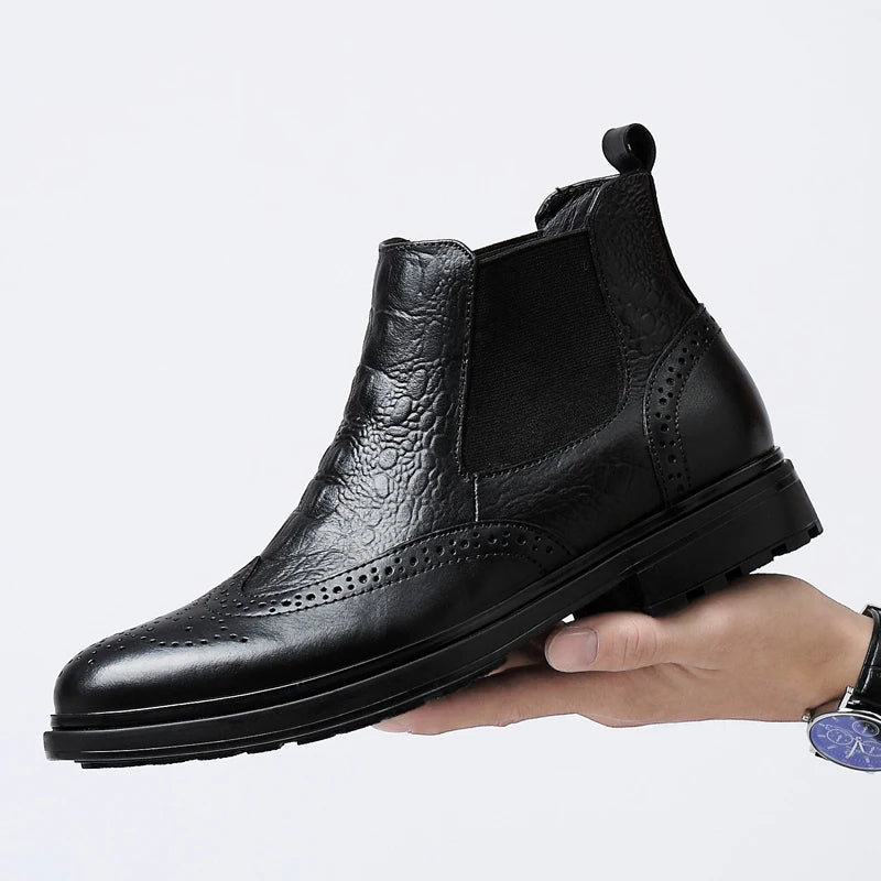 Bottes de style britannique en cuir véritable pour hommes, bottes de rinçage élégantes, mode, chaussures de marche hautes, nouveau design, bottes de moto