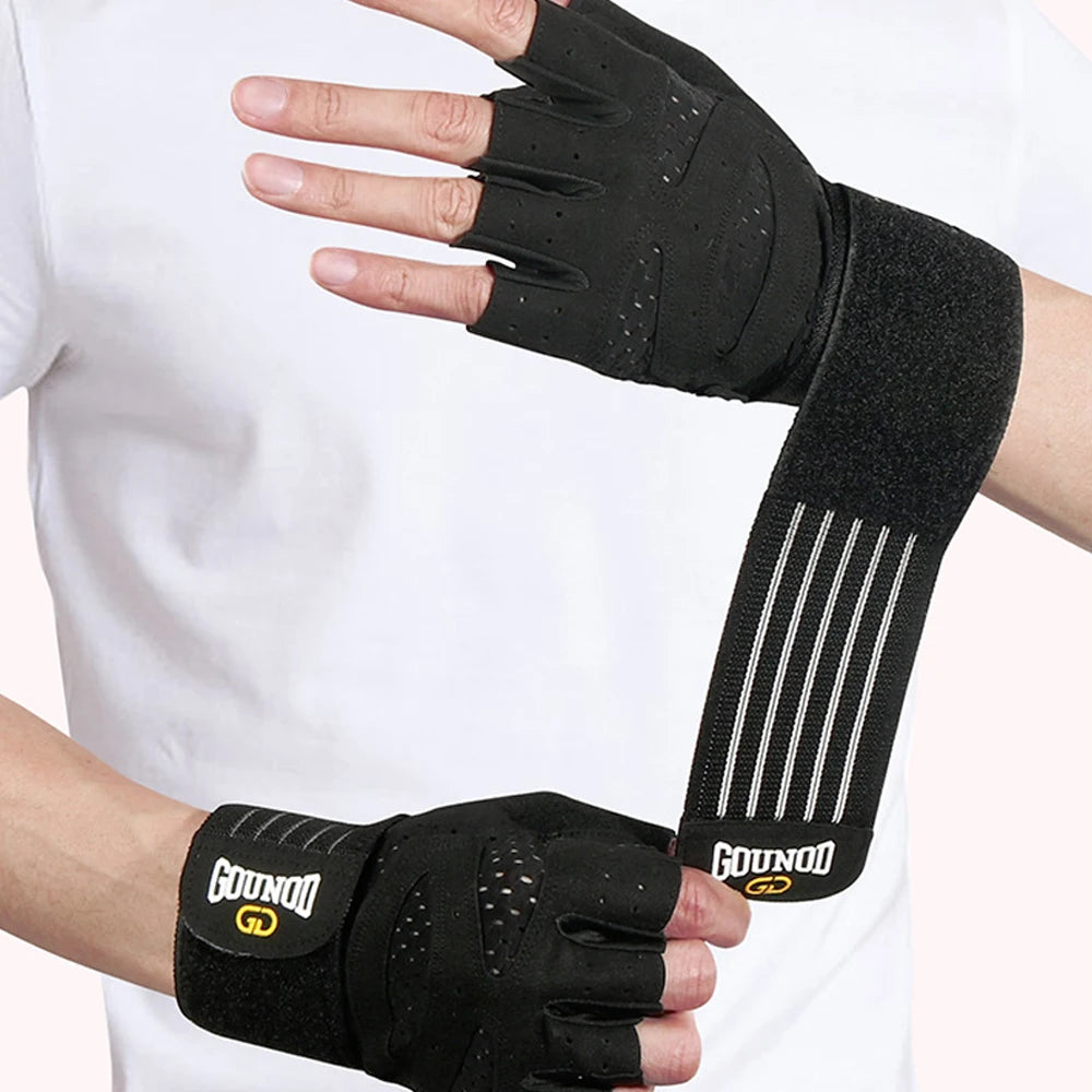 1 paire de gants d'entraînement pour hommes et femmes, gants de musculation rembourrés avec Support d'enveloppe, Protection complète du paume, poignée pour salle de sport Tr