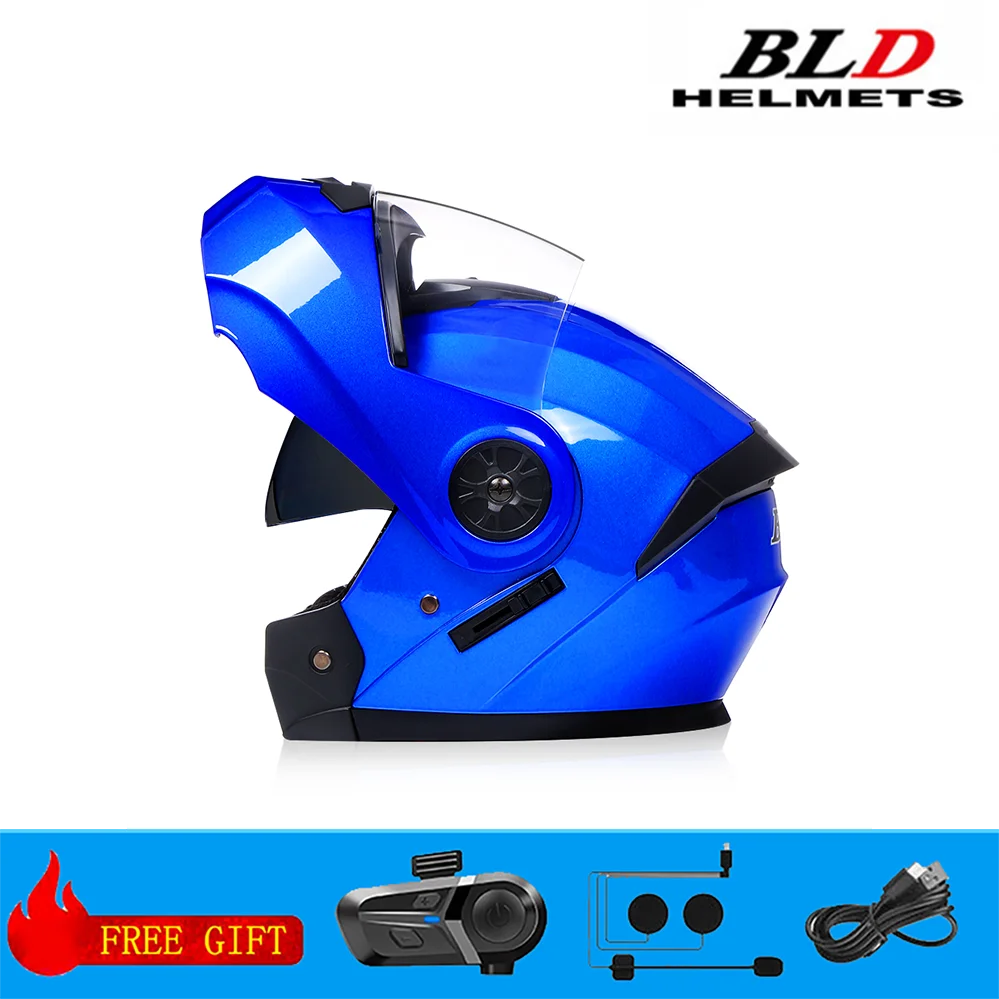 BLD Casque modulaire de moto rabattable Design intégral double visière antibuée léger durable matériau ABS Moto Racing Street