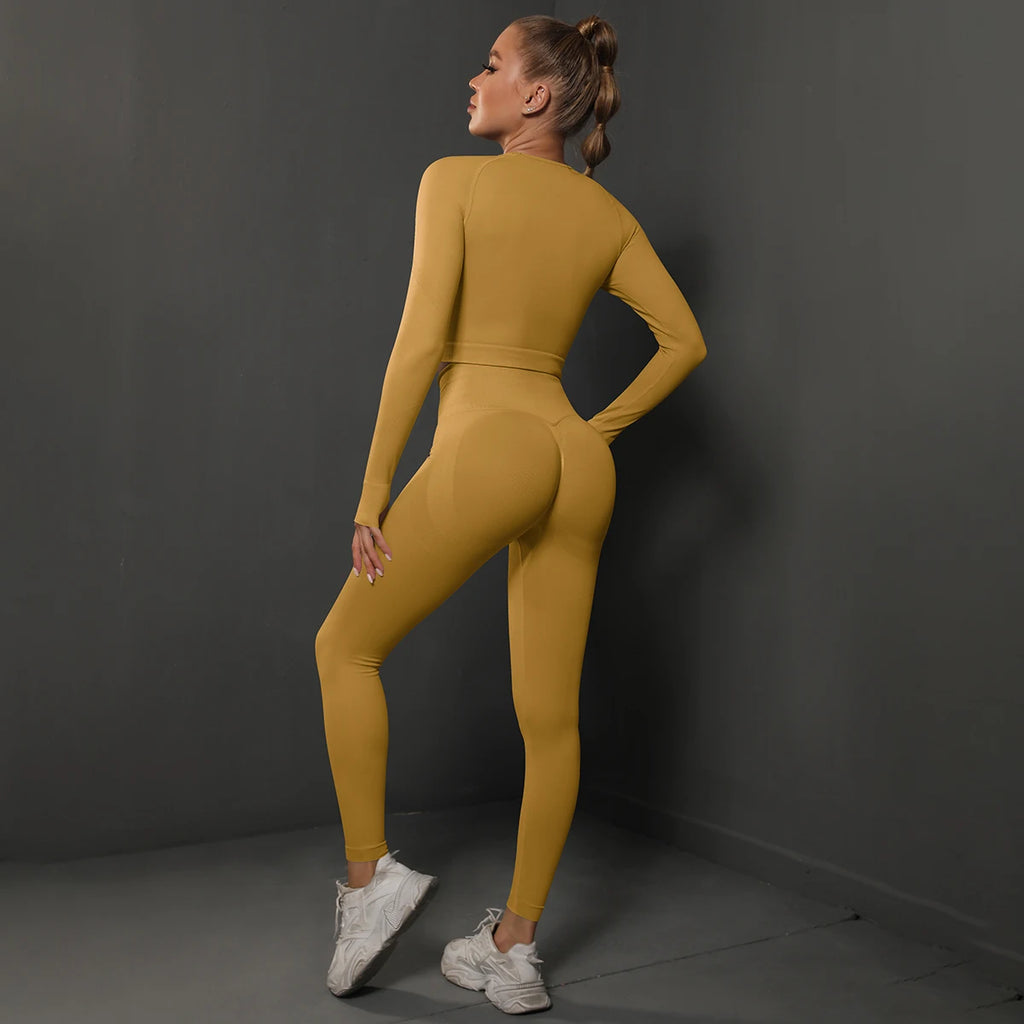 Ensemble de Yoga sans couture, haut court, Leggings taille haute, costumes pour femmes, vêtements d'entraînement de haute qualité, Fitness, ensemble deux pièces pour femmes