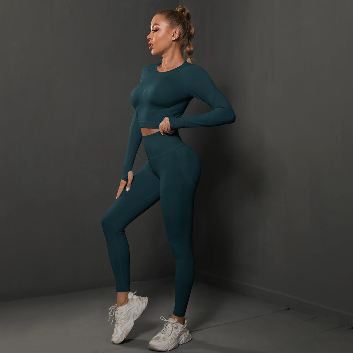Ensemble de Yoga sans couture, haut court, Leggings taille haute, costumes pour femmes, vêtements d'entraînement de haute qualité, Fitness, ensemble deux pièces pour femmes