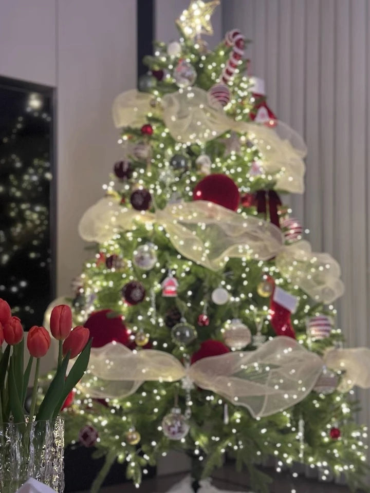 Arbre de noël PE de qualité supérieure, décor de vacances de luxe pour la maison, grand affichage festif scintillant, décoration d'ambiance d'arbre de noël, 2025