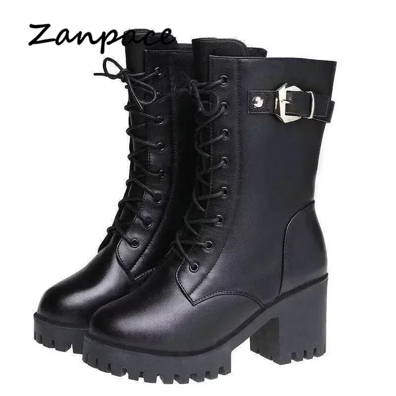 2025 hiver cuir femmes bottes d'hiver laine épaisse chaud femmes à talons hauts véritable botte de haute qualité femme bottes de neige femmes chaussures