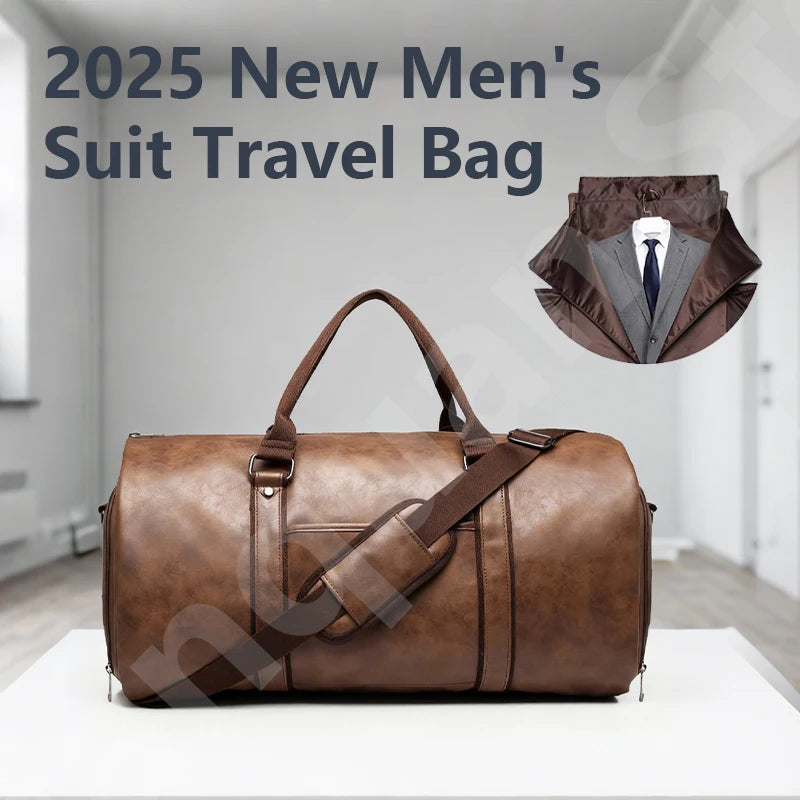 2025 nouveaux hommes grande capacité en cuir étanche week-end voyage affaires Convertible costume sac 2 en 1 main bagage à main sac