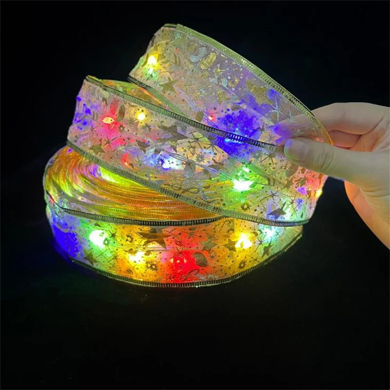 1-10m 2024 ruban de noël fée chaîne lumineuse joyeux noël décorations pour la maison vacances de noël Navidad cadeaux nouvel an 2025