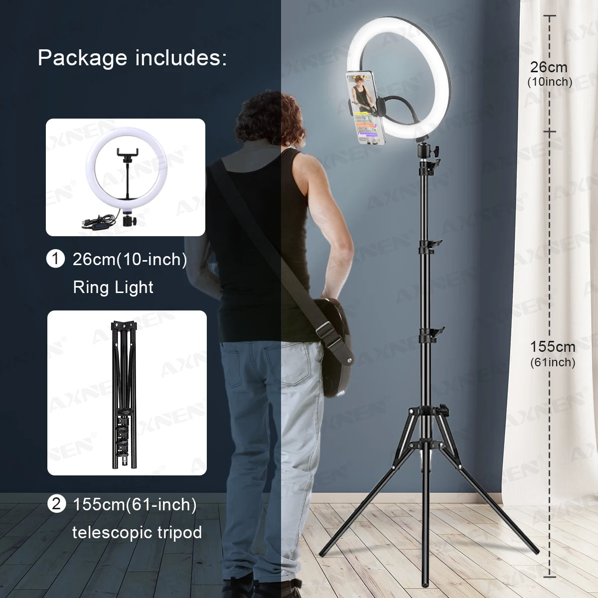 26 cm Photo Ringlight Led Selfie anneau lumière téléphone télécommande lampe photographie éclairage avec trépied support Youtube vidéo