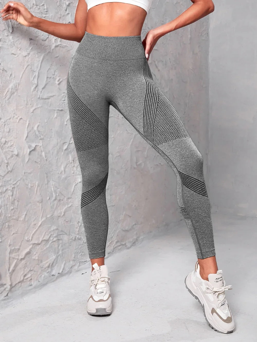 Leggings élastiques taille haute pour femmes, collants tricotés solides, sans couture, levage des fesses, Fitness, Yoga, mode, Leggings de sport