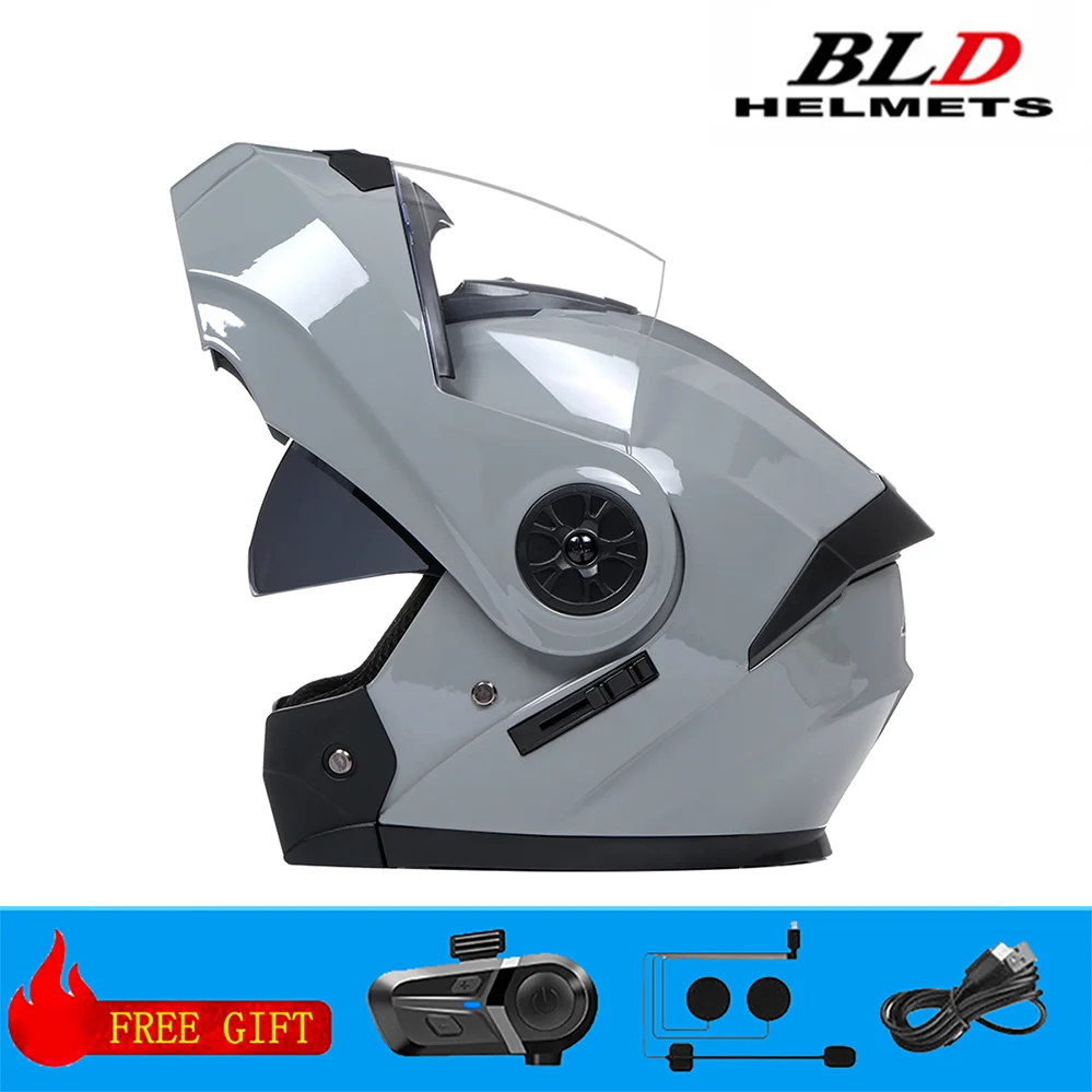 BLD Casque modulaire de moto rabattable Design intégral double visière antibuée léger durable matériau ABS Moto Racing Street